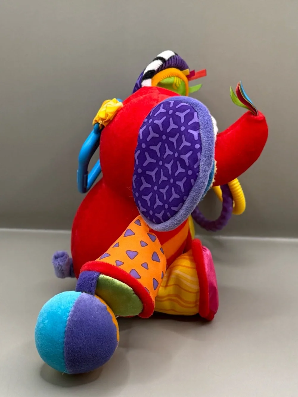 Vintage Lamaze Red Elephant Plush Stuffed Animal Baby Sensory Learning Toy